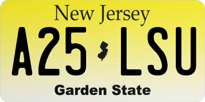 NJ license plate A25LSU