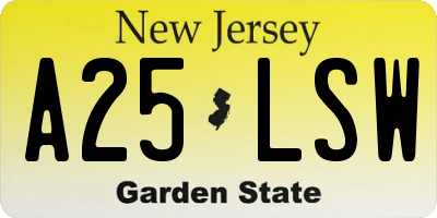 NJ license plate A25LSW