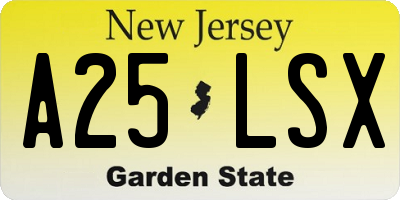 NJ license plate A25LSX