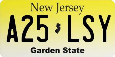 NJ license plate A25LSY