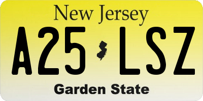 NJ license plate A25LSZ