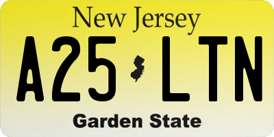 NJ license plate A25LTN