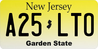 NJ license plate A25LTO