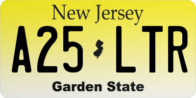 NJ license plate A25LTR