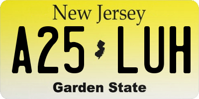 NJ license plate A25LUH