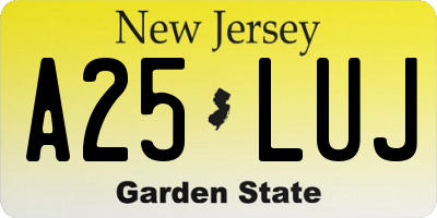 NJ license plate A25LUJ