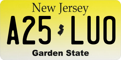 NJ license plate A25LUO