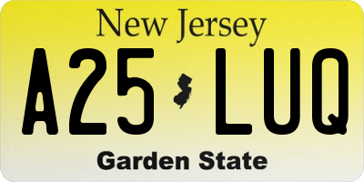 NJ license plate A25LUQ