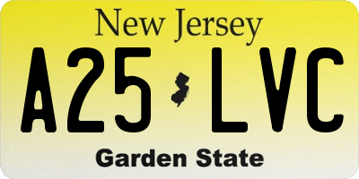 NJ license plate A25LVC