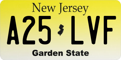 NJ license plate A25LVF