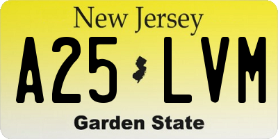 NJ license plate A25LVM