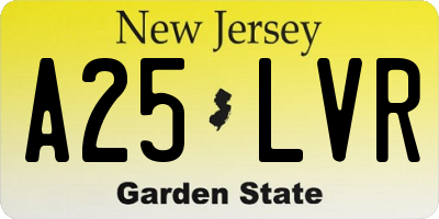 NJ license plate A25LVR