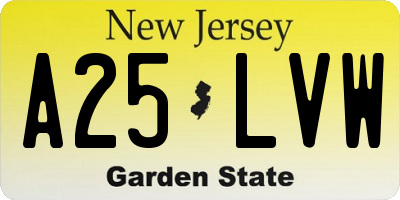 NJ license plate A25LVW