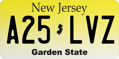 NJ license plate A25LVZ