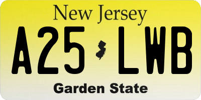 NJ license plate A25LWB