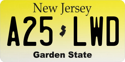 NJ license plate A25LWD