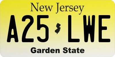 NJ license plate A25LWE