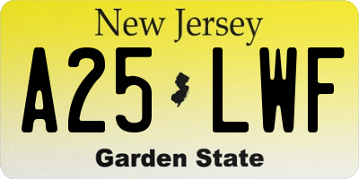NJ license plate A25LWF