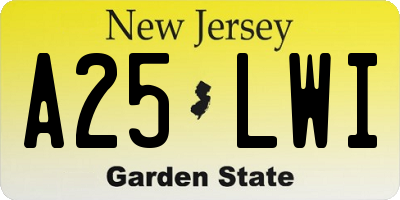 NJ license plate A25LWI
