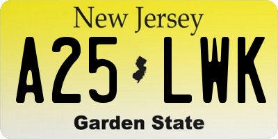 NJ license plate A25LWK