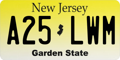 NJ license plate A25LWM