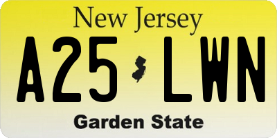 NJ license plate A25LWN
