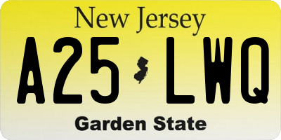 NJ license plate A25LWQ