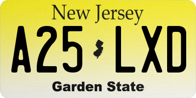 NJ license plate A25LXD