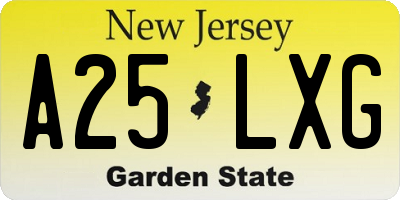 NJ license plate A25LXG
