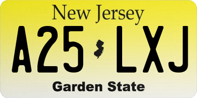 NJ license plate A25LXJ
