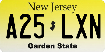 NJ license plate A25LXN
