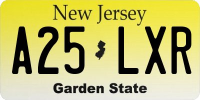 NJ license plate A25LXR
