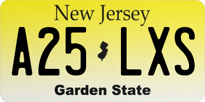 NJ license plate A25LXS