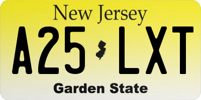NJ license plate A25LXT