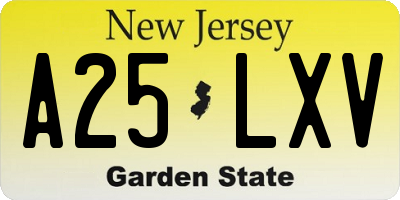 NJ license plate A25LXV