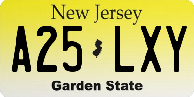 NJ license plate A25LXY