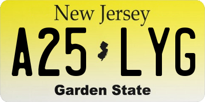 NJ license plate A25LYG