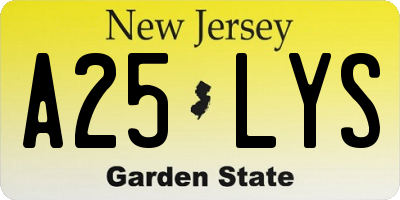 NJ license plate A25LYS