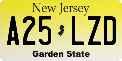 NJ license plate A25LZD
