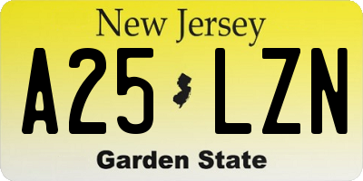 NJ license plate A25LZN