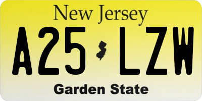 NJ license plate A25LZW