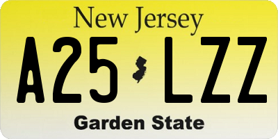 NJ license plate A25LZZ