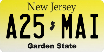 NJ license plate A25MAI