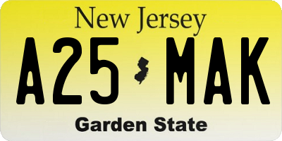 NJ license plate A25MAK