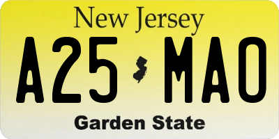 NJ license plate A25MAO