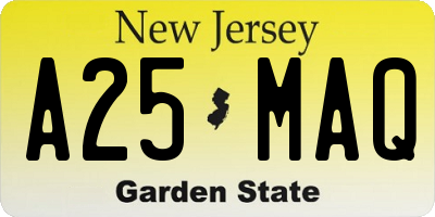 NJ license plate A25MAQ
