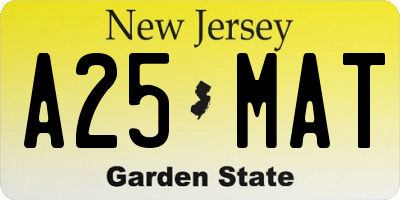 NJ license plate A25MAT
