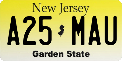 NJ license plate A25MAU