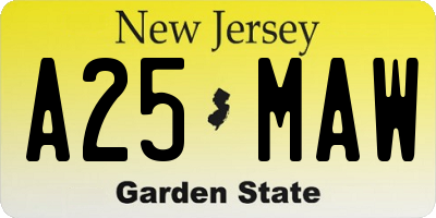 NJ license plate A25MAW
