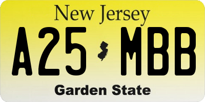 NJ license plate A25MBB